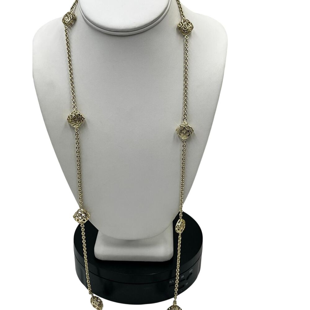 Kendra Scott Nemera Gold Tone
Logo Filigree Long Necklace Retired
40" Adjustable